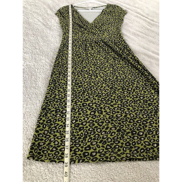 Boden Dress 6 Lime Green Leopard Print Stretchy Jersey Knit Knee Length Y2K - Picture 10 of 11